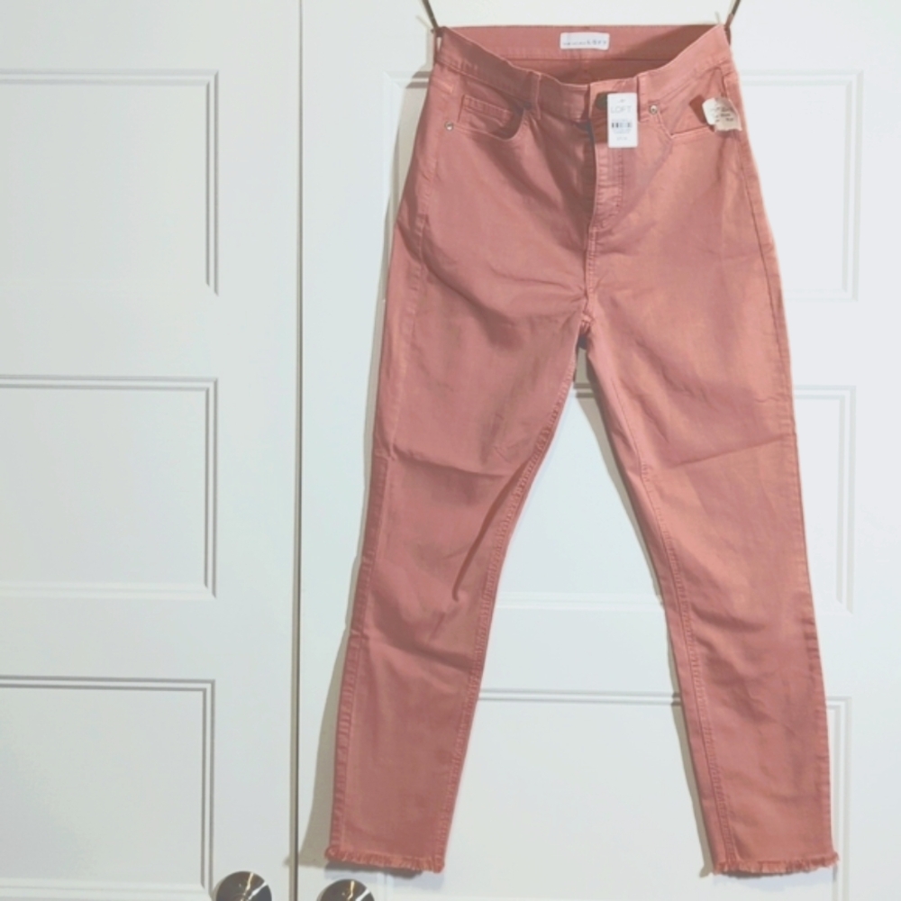 NWT Loft High Rise Pink Straight Leg Jeans